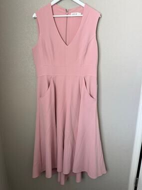 NWT Eliza J Dress Plus Size 16 Pink Sleeveless Deep-V Neck Wedding Guest Event